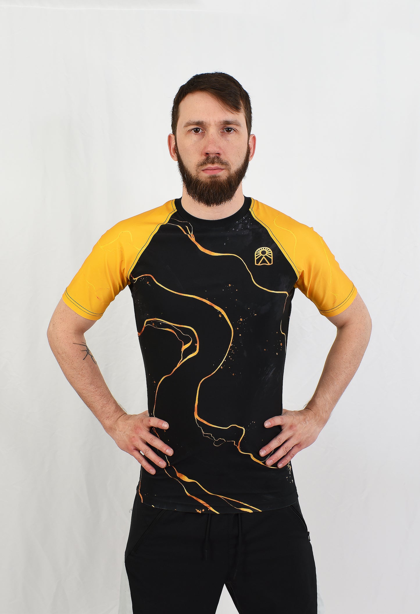 Rashguard manches courtes - Jaune et noir - Solar