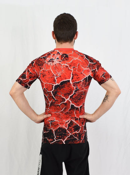 Rashguard manches courtes - "Magma" rouge et noir - Solar - Solar - Vêtements de combat