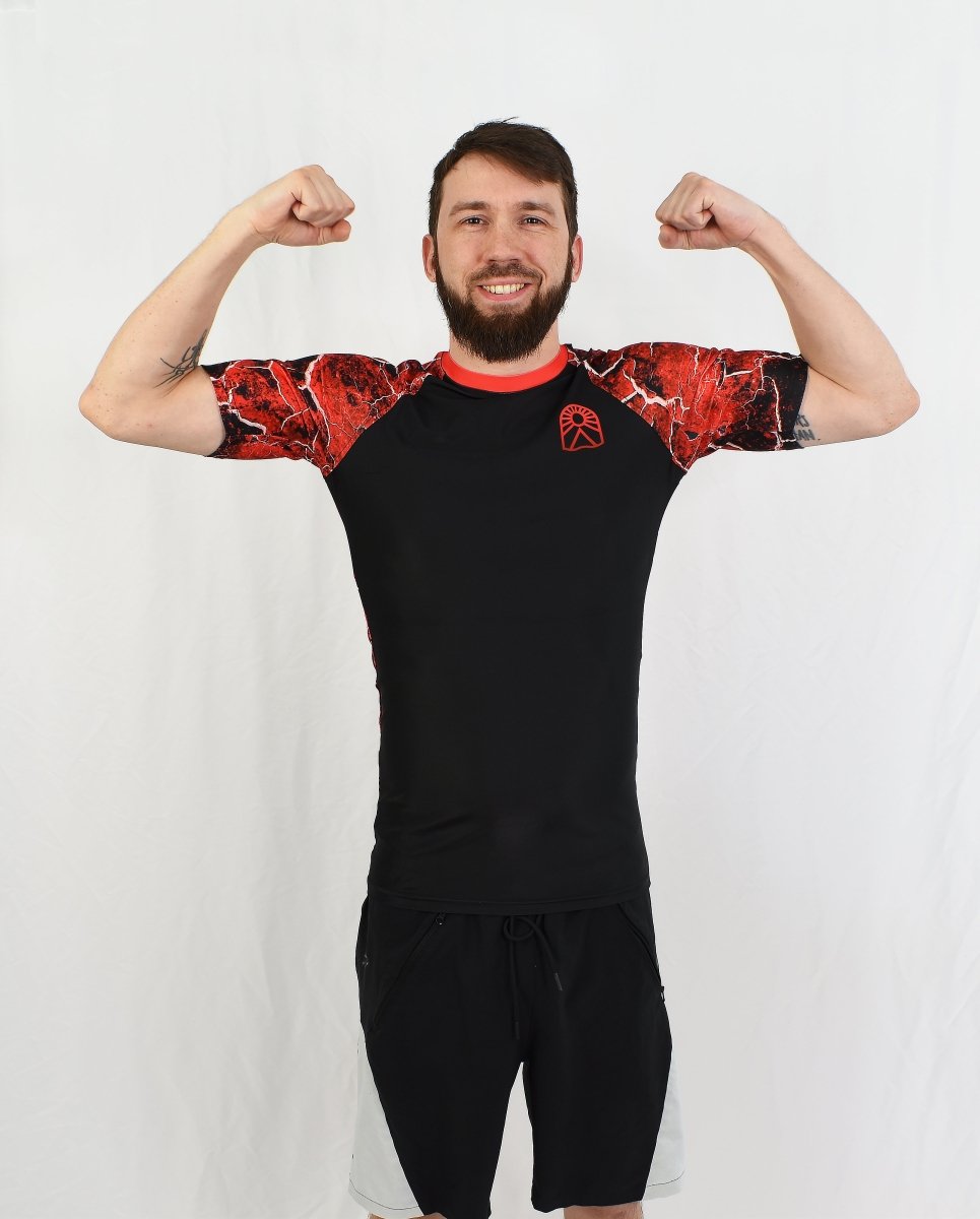 Rashguard manches courtes - "Magma" rouge et noir - Solar - Solar - Vêtements de combat