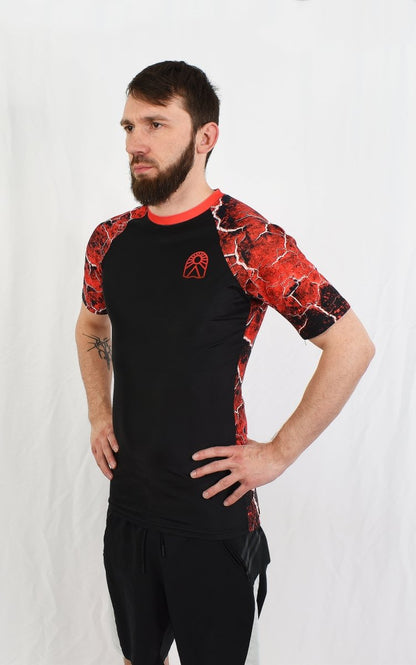 Rashguard manches courtes - "Magma" rouge et noir - Solar - Solar - Vêtements de combat