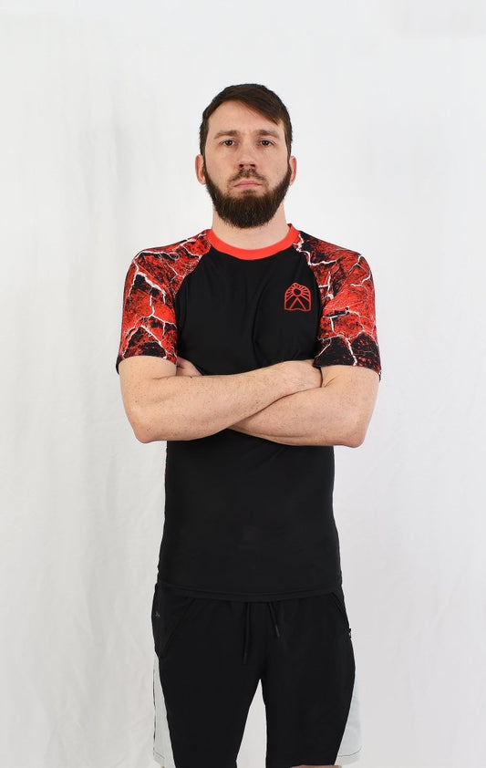 Rashguard manches courtes - "Magma" rouge et noir - Solar - Solar - Vêtements de combat