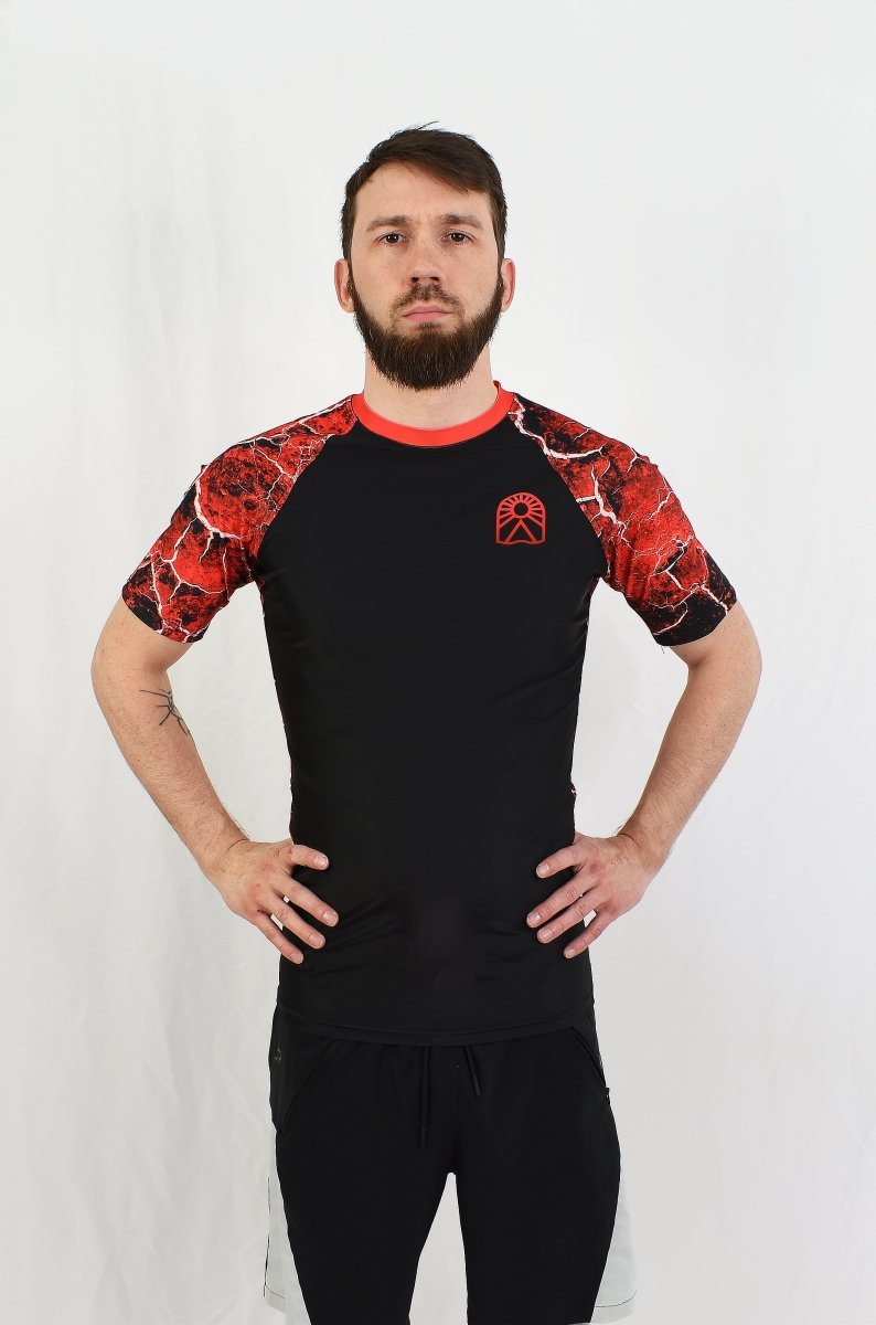 Rashguard manches courtes - "Magma" rouge et noir - Solar - Solar - Vêtements de combat