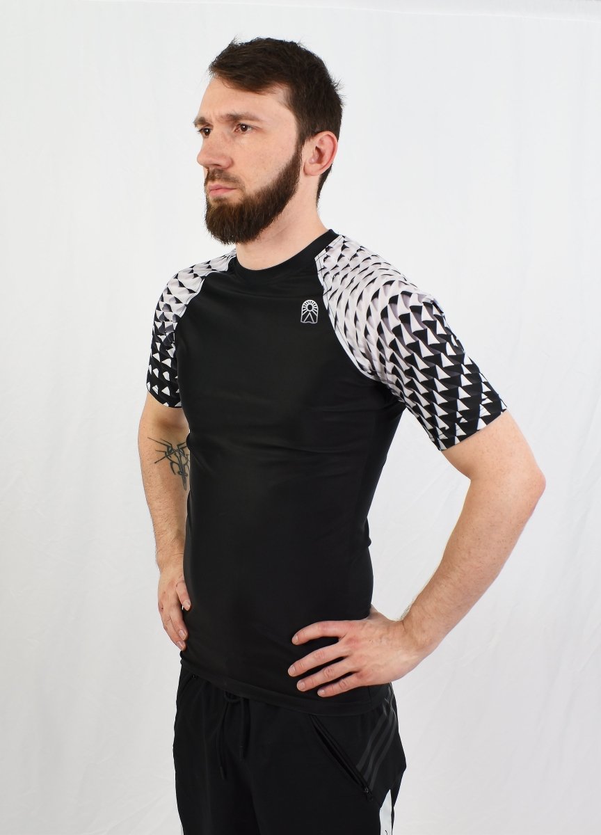 Rashguard manches courtes - Motif géométrique noir et blanc - Solar - Solar - Vêtements de combat