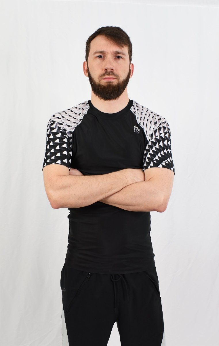 Rashguard manches courtes - Motif géométrique noir et blanc - Solar - Solar - Vêtements de combat